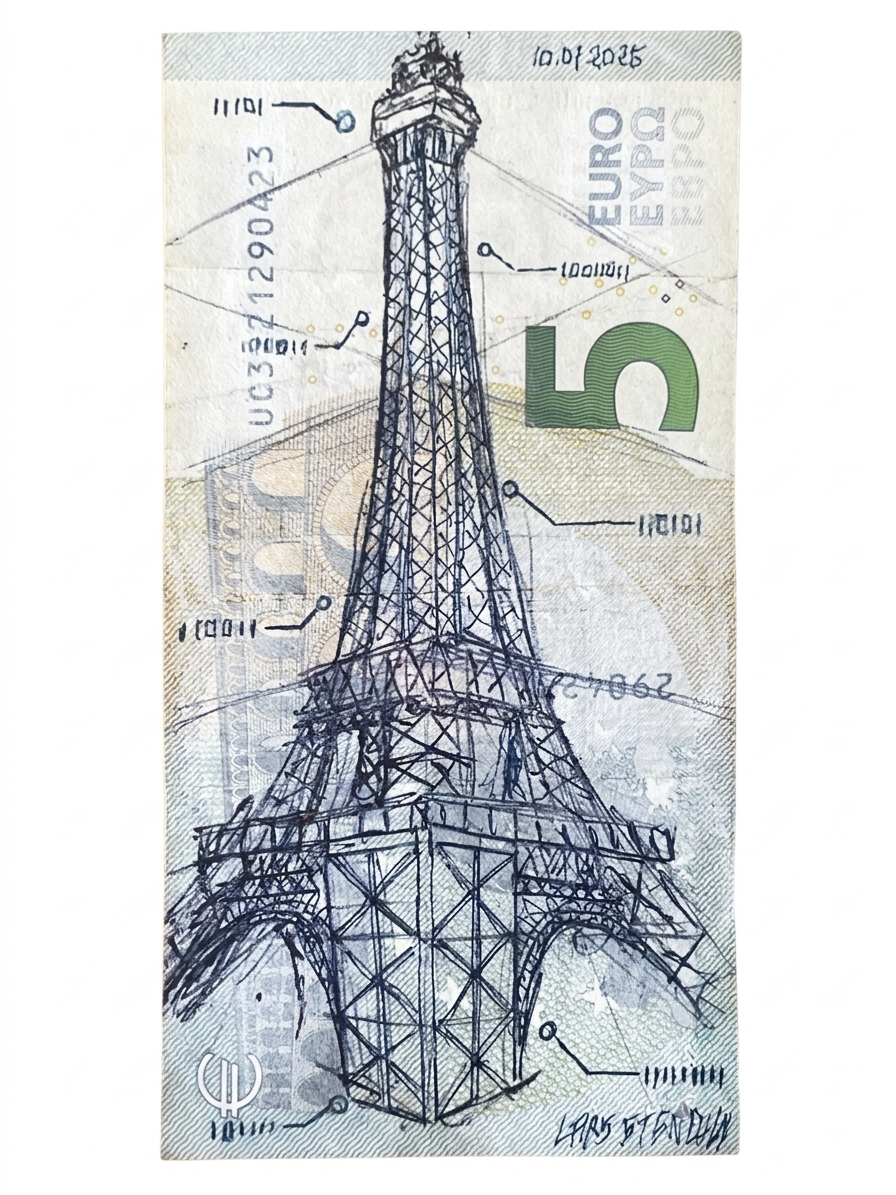 Banknote Original #04 — Parisian Iron & Ink: Eiffel Tower (1/1)